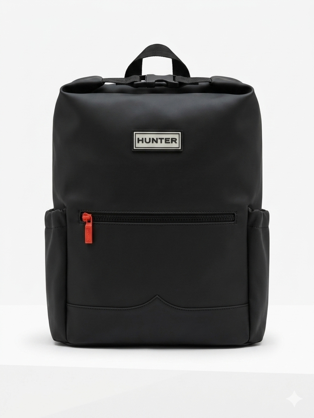 Hunter Black Backpack with Red Zip Accent